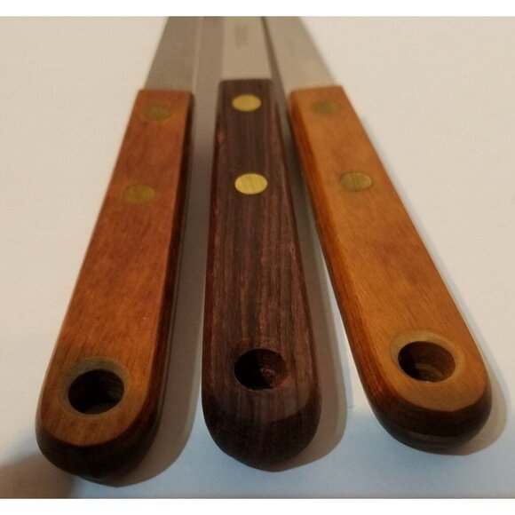 Robinson USA Stainless Slotted Spatula Strainer Turner Wood 12" Scalloped Curved - Picture 6 of 6